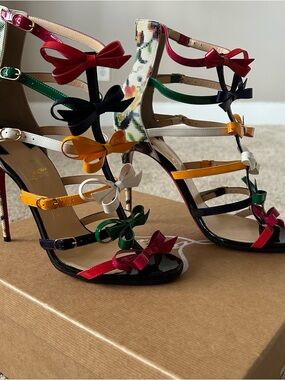 Christian Louboutin Girli Strappi Multicolor Bow-Strap Stiletto Sandals